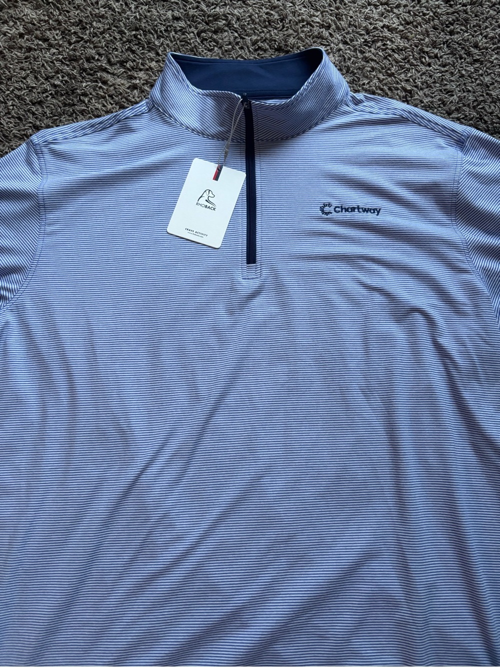 Rhoback Riva Heather stripe lavender blue performance Q-Zip XL NWT